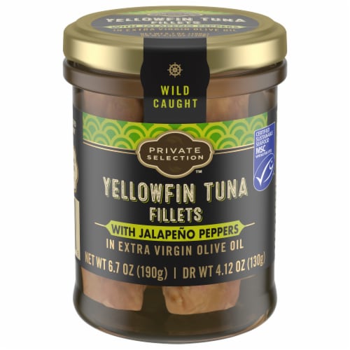 Private Selection™ Yellowfin Tuna Fillets with Jalapeno Peppers in Extra Virgin Olive Oil Perspective: front