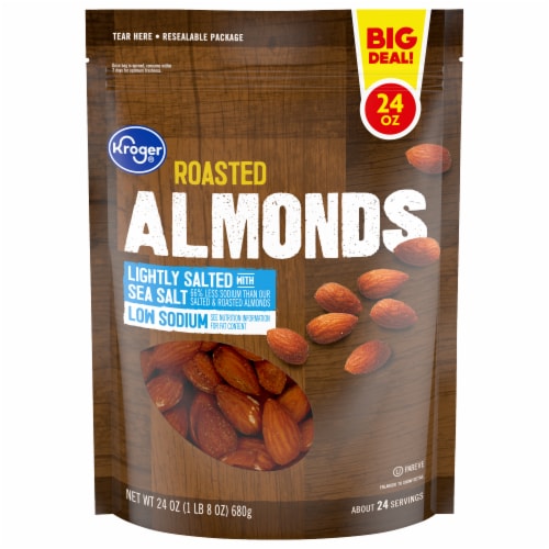 Kroger Lightly Salted Roasted Almonds BIG Deal! Perspective: front
