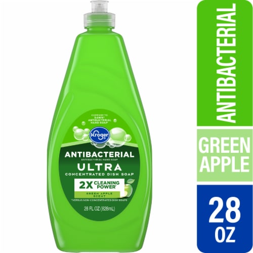 Kroger® Grease Cleaning Antibacterial Green Apple Liquid Dish Soap Perspective: front