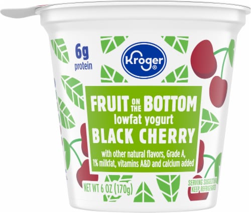 Kroger® Black Cherry Fruit On The Bottom Lowfat Yogurt Cup Perspective: front