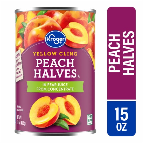 Kroger® Yellow Cling Peach Halves in Pear Juice Perspective: front