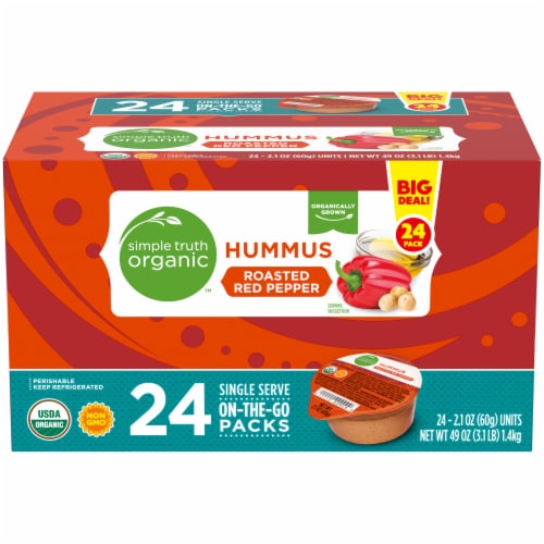 Simple Truth Organic™ Roasted Red Pepper Hummus 24 ct / 2.1 oz Perspective: front