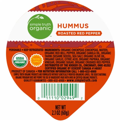 Simple Truth Organic™ Roasted Red Pepper Hummus Cup 2.1 oz Perspective: front