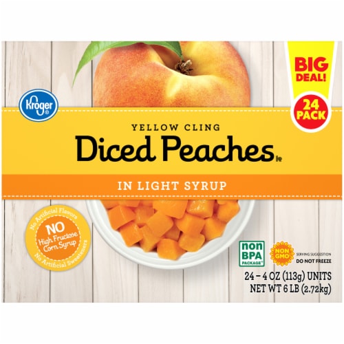 Kroger® Yellow Cling Diced Peach Cups in Light Syrup BIG DEAL! Perspective: front