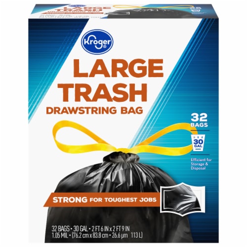 Kroger® Large 30 Gallon Drawstring Trash Bags Perspective: front