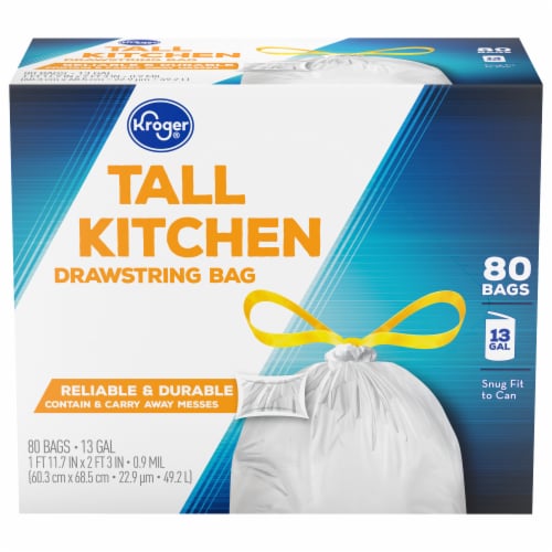 Kroger® Tall 13 Gallon Kitchen Drawstring Trash Bags Perspective: front