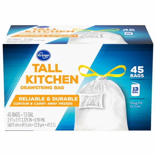 Glad Tall Kitchen Bags, Clear Drawstring, 13 Gal - 45 bags