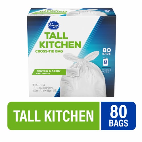 Kroger® Tall 13 Gallon Kitchen Cross Tie Trash Bags Perspective: front