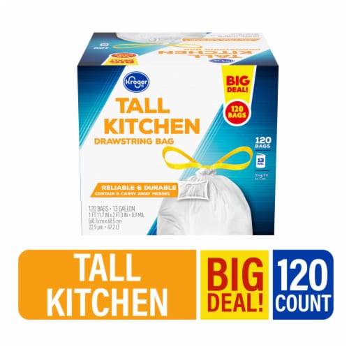 Kroger® Tall 13 Gallon Kitchen Drawstring Trash Bags BIG Deal!, 120 ct -  Fry's Food Stores