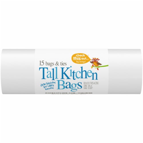 Check This Out™ 13 Gallon Tall White Kitchen Trash Bags Perspective: front