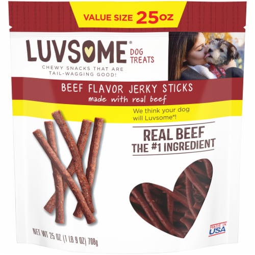 Luvsome® Beef Flavor Jerky Sticks Dog Treats Perspective: front