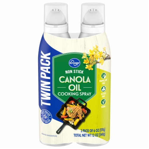 Kroger® Non Stick Canola Oil Cooking Spray Twin Pack, 2 ct / 6 oz - Foods  Co.