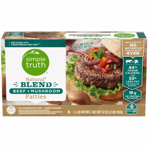 Simple Blend Beef + Mushroom Patties, ct / oz - Kroger