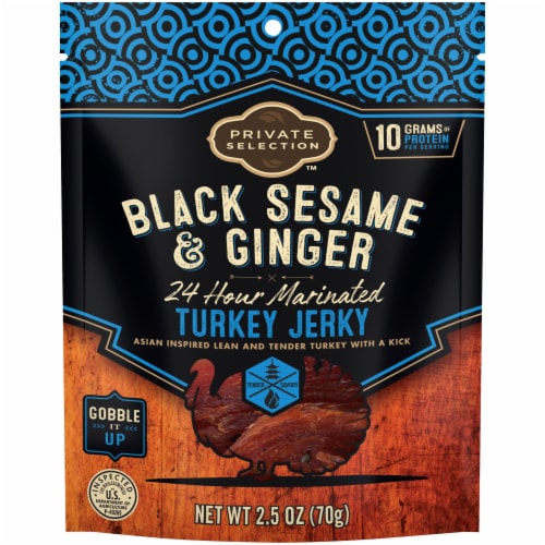 Private Selection™ Black Sesame & Ginger Turkey Jerky Perspective: front