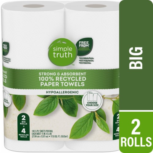 Simple Truth 100% Recycled Paper Towels, 2 rolls - Harris Teeter