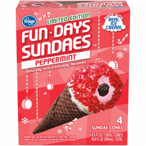 Kroger® Fun-Days Sundaes Limited Edition Peppermint Sundae Cones Perspective: front
