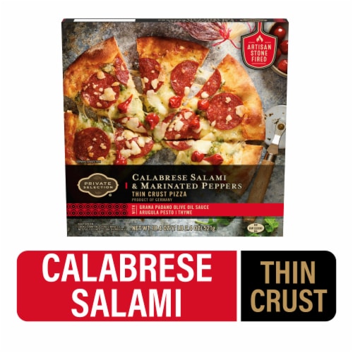 Private Selection® Calabrese Salami & Marinated Peppers Thin Crust Frozen Pizza Perspective: front