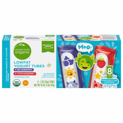Simple Truth Organic® Strawberry & Blueberry Kids Low Fat Yogurt Tubes Perspective: front