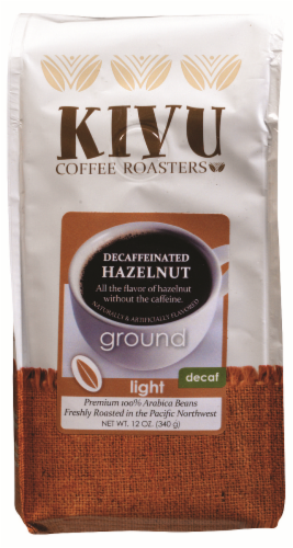 Kivu Hazelnut Decaf Light Roast Ground Coffee Perspective: front