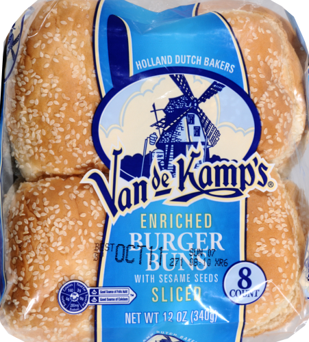 Van De Kamp's Hamburger Sesame White Buns Perspective: front