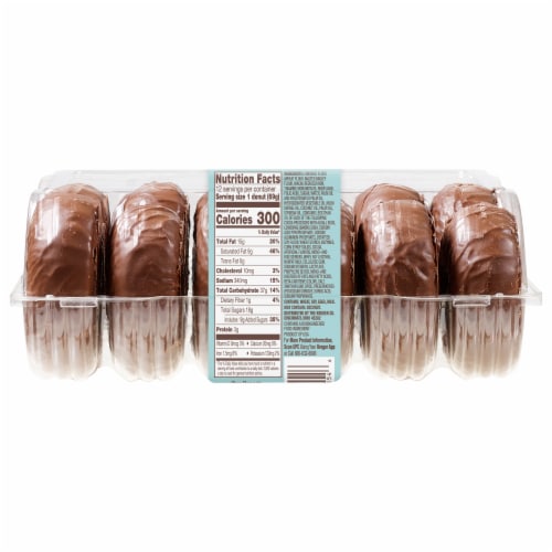 Bakery Fresh Chocolate Coated Cake Donuts Perspective: front