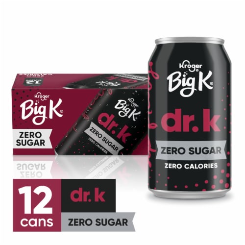 Big K® Dr K Zero Sugar Zero Calorie Soda Cans Perspective: front