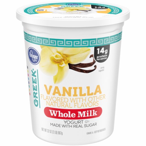 Kroger® Vanilla Whole Milk Greek Yogurt Tub Perspective: front