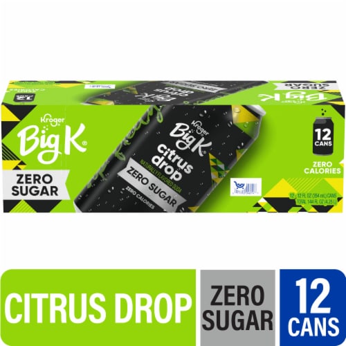 Big K® Citrus Drop Zero Sugar Soda Cans Perspective: front