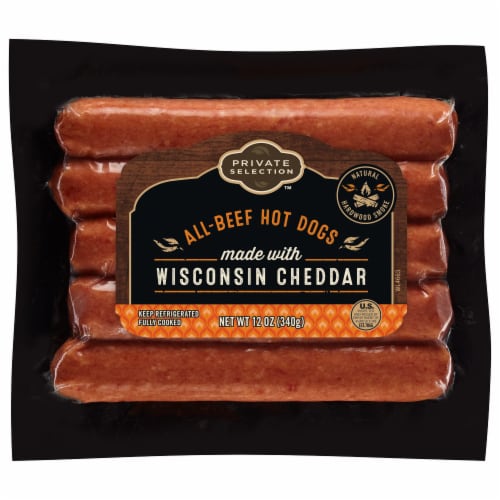 Private Selection™ All-Beef and Wisconsin Cheddar Hot Dogs Perspective: front