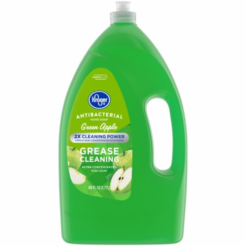 Kroger® Grease Cleaning Antibacterial Green Apple Liquid Dish Soap Perspective: front