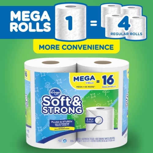 Kroger® Soft & Strong Mega Roll Bathroom Tissue Perspective: front