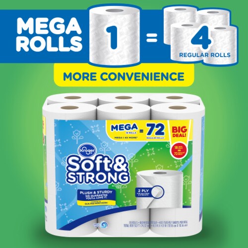 Kroger® Soft & Strong Toilet Paper Mega Roll BIG DEAL! Perspective: front