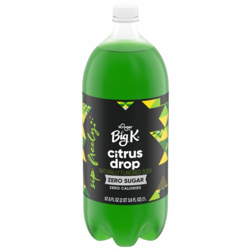 Big K® Citrus Drop Zero Sugar Soda Bottle Perspective: front