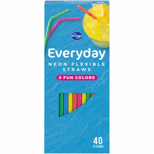 Kroger® Neon Flexible Straws Perspective: front