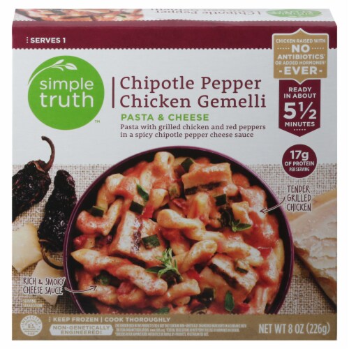 Simple Truth™ Chipotle Pepper Chicken Gemelli Pasta & Cheese Frozen Meal Perspective: front