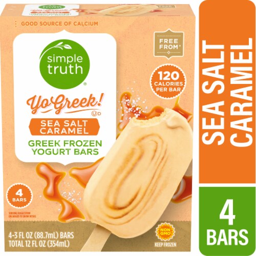 Simple Truth® Yo Greek! Sea Salt Caramel Greek Frozen Yogurt Bars Perspective: front