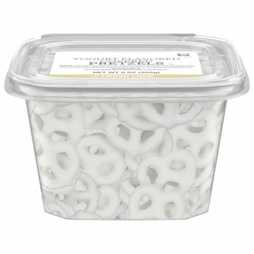 Prepackaged Yogurt-Flavored Covered Pretzels Perspective: front