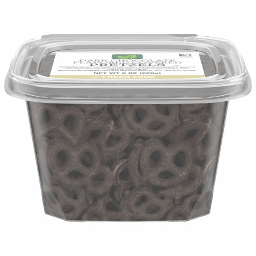 Dark Chocolate Flavored Covered Pretzels Perspective: front