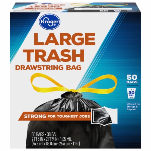Kroger® Large Drawstring 30 Gallon Trash Bags Perspective: front