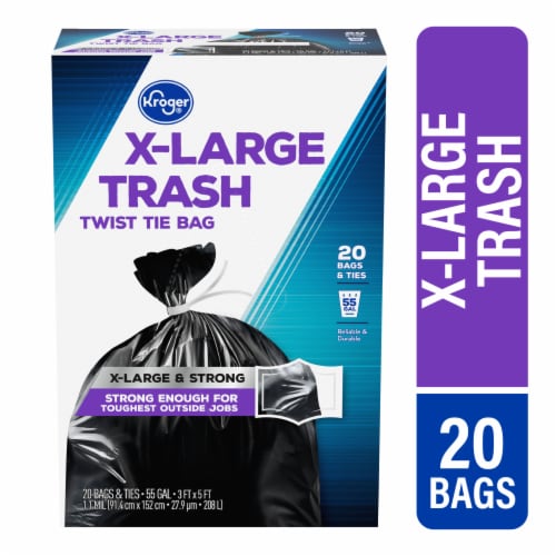 55 Gallon Trash Bags, (Value Pack 50 Count w/Ties) Extra Large Black  Outdoor Trash Bags