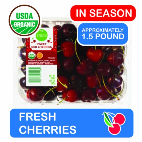 Simple Truth Organic™ Fresh Sweet Red Cherries - approx 1.5 lb clamshell Perspective: front