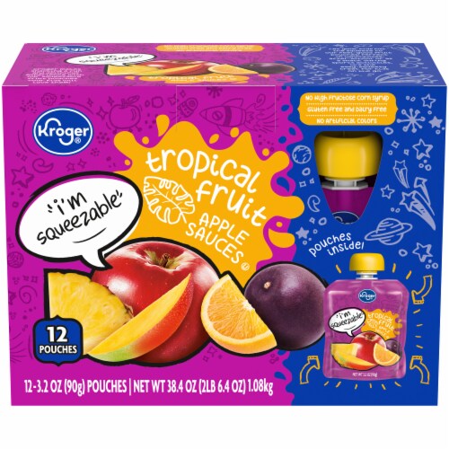 Kroger® Tropical Fruit Applesauce Pouches Perspective: front