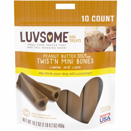 Luvsome® Peanut Butter Twistin Mini Bones Dog Treats Perspective: front