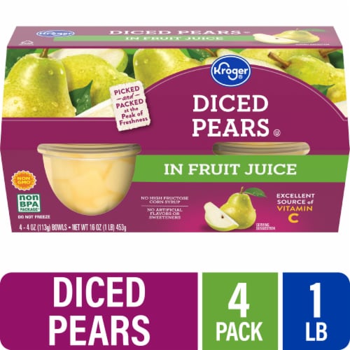 Kroger® Diced Pear Cups in 100% Juice Perspective: front