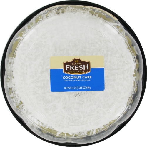 Bakery Fresh Goodness Coconut Iced Single Layer White Cake Perspective: front