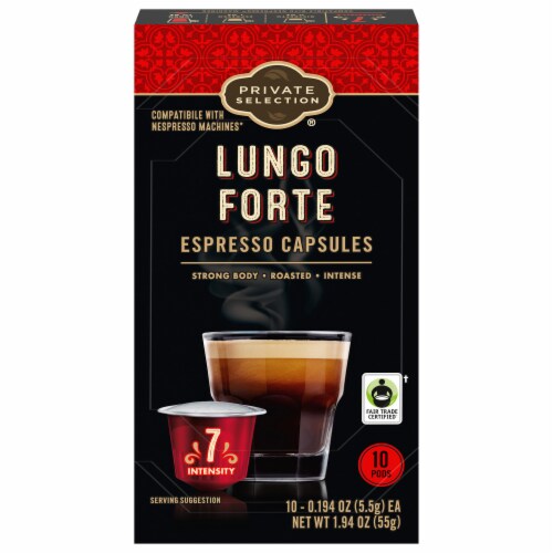 Private Selection® Coffee Capsules for Nespresso Original Machines Lungo Forte Espresso Medium Roast Perspective: front