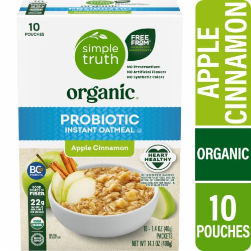 Simple Truth Organic® Probiotic Apple Cinnamon Instant Oatmeal Perspective: front