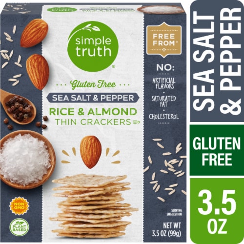Simple Truth® Gluten Free Sea Salt & Pepper Almond Crisps Crackers Perspective: front