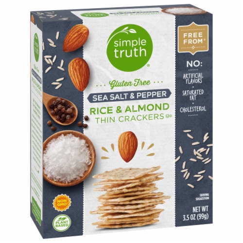 Simple Truth® Gluten Free Sea Salt & Pepper Almond Crisps Crackers Perspective: front