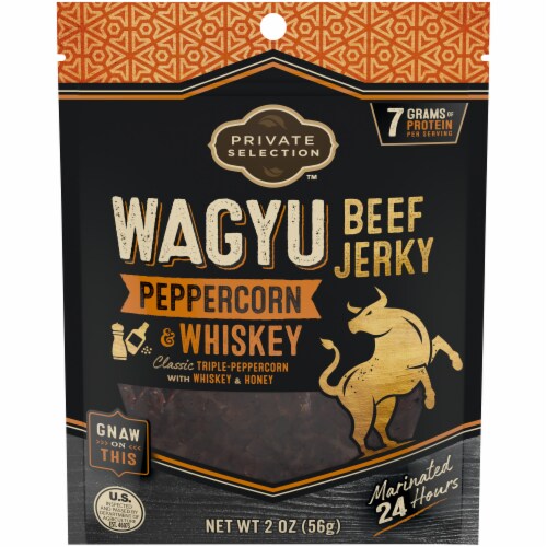 Private Selection™ Peppercorn & Whiskey Wagyu Beef Jerky Perspective: front